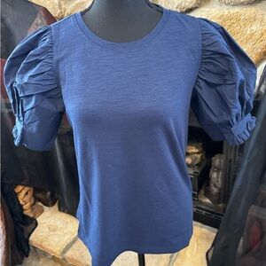 Dear John Navy Puff Sleeve Tee